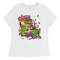 White louisiana map mardi gras olivia Ladies Tee - OliviaCreatesArt