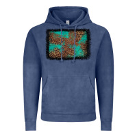Vintage Denim western leopard turquoise glitter tooled leather Vintage Hoodie - FaDigitalArtStudio
