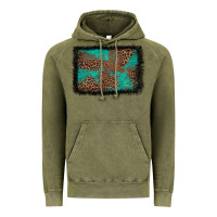 Vintage Olive western leopard turquoise glitter tooled leather Vintage Hoodie - FaDigitalArtStudio