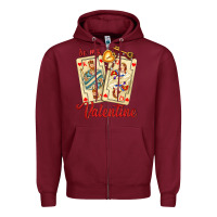 Burgundy be my valentine with playing cards and key Zipper Hoodie - AdoDesignShop