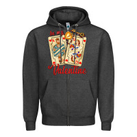 Charcoal Heather be my valentine with playing cards and key Zipper Hoodie - AdoDesignShop