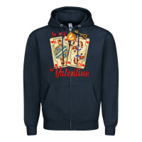 Navy be my valentine with playing cards and key Zipper Hoodie - AdoDesignShop