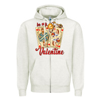 Oatmeal Heather be my valentine with playing cards and key Zipper Hoodie - AdoDesignShop