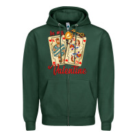 Sports Green be my valentine with playing cards and key Zipper Hoodie - AdoDesignShop