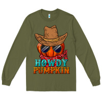 Army Green howdy pumpkin Long Sleeve Tee - BundleAndBundleShop