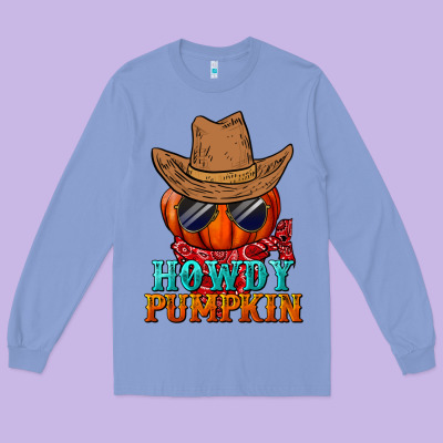 Howdy Pumpkin Long Sleeve Tee Designed By Bundleandbundleshop