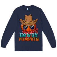 Navy howdy pumpkin Long Sleeve Tee - BundleAndBundleShop