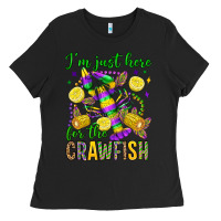 Black ı'm just here for the crawfish olivia Ladies Tee - OliviaCreatesArt
