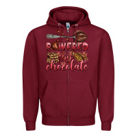 Burgundy powered by chocolate Zipper Hoodie - AdoDesignShop