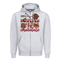 Heather Grey powered by chocolate Zipper Hoodie - AdoDesignShop