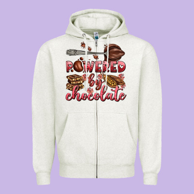 Powered By Chocolate Zipper Hoodie Designed By Adodesignshop