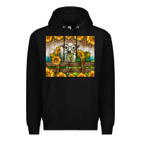 Black Western Charolais Heifer With Sunflowers Premium Hoodie - LillyAllenDesigns