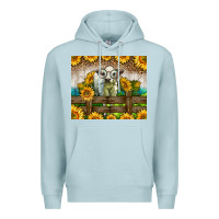 Blue Mist Western Charolais Heifer With Sunflowers Premium Hoodie - LillyAllenDesigns