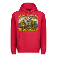 Cardinal Western Charolais Heifer With Sunflowers Premium Hoodie - LillyAllenDesigns
