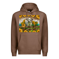 Chestnut Western Charolais Heifer With Sunflowers Premium Hoodie - LillyAllenDesigns