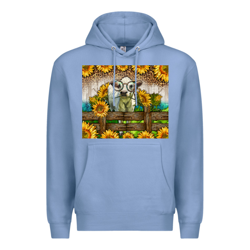 Western Charolais Heifer With Sunflowers Premium Hoodie by LillyAllenDesigns | Teevron