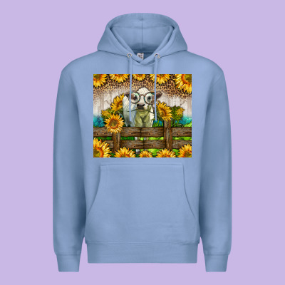 Western Charolais Heifer With Sunflowers Premium Hoodie Designed By Lillyallendesigns