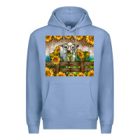 Colony Blue Western Charolais Heifer With Sunflowers Premium Hoodie - LillyAllenDesigns