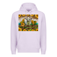 Lilac Western Charolais Heifer With Sunflowers Premium Hoodie - LillyAllenDesigns