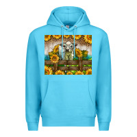 Ocean Blue Western Charolais Heifer With Sunflowers Premium Hoodie - LillyAllenDesigns