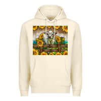 Sandshell Western Charolais Heifer With Sunflowers Premium Hoodie - LillyAllenDesigns