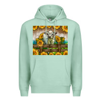 Seafoam Western Charolais Heifer With Sunflowers Premium Hoodie - LillyAllenDesigns