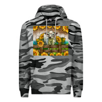 Slate Camo Western Charolais Heifer With Sunflowers Premium Hoodie - LillyAllenDesigns