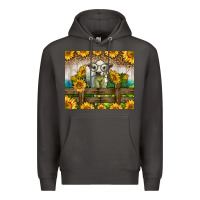 Smoke Western Charolais Heifer With Sunflowers Premium Hoodie - LillyAllenDesigns