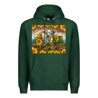 Sports Green Western Charolais Heifer With Sunflowers Premium Hoodie - LillyAllenDesigns