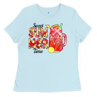 Baby Blue sweet summer time waterolor Ladies Tee - CowCowDesign