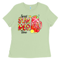 Matcha sweet summer time waterolor Ladies Tee - CowCowDesign