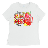White sweet summer time waterolor Ladies Tee - CowCowDesign