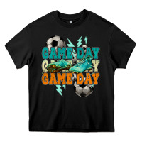 Black Game day lightning bolt soccer Heavy Core Tee - HowdyJamesFarm
