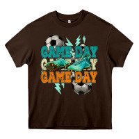 Chocolate Brown Game day lightning bolt soccer Heavy Core Tee - HowdyJamesFarm
