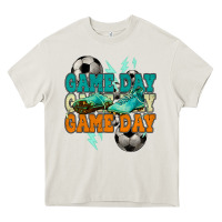 Cream Game day lightning bolt soccer Heavy Core Tee - HowdyJamesFarm