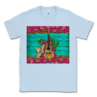 Dusty Blue mexican guitar roses cactus sombrero Classic Tee - Artiststas