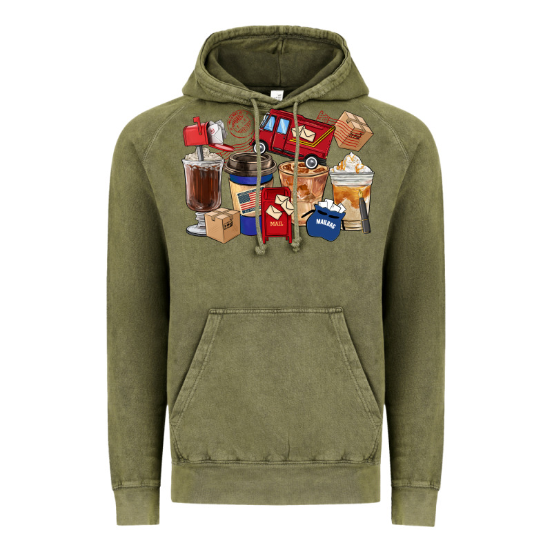 Postal Worker Coffee Cups Vintage Hoodie by FaDigitalArtStudio | Teevron