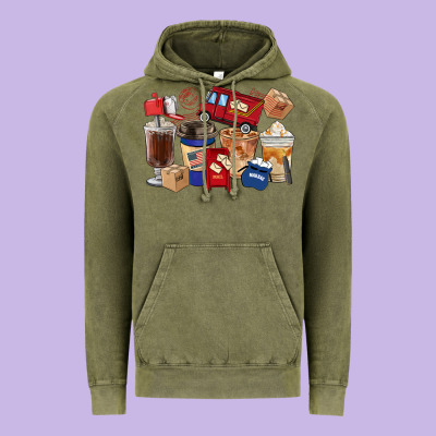 Postal Worker Coffee Cups Vintage Hoodie Designed By Fadigitalartstudio