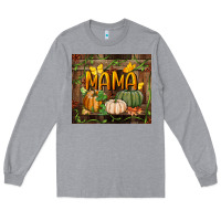 Heather Grey mama pumpkin tumbler Long Sleeve Tee - BundleAndBundleShop