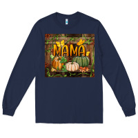 Navy mama pumpkin tumbler Long Sleeve Tee - BundleAndBundleShop