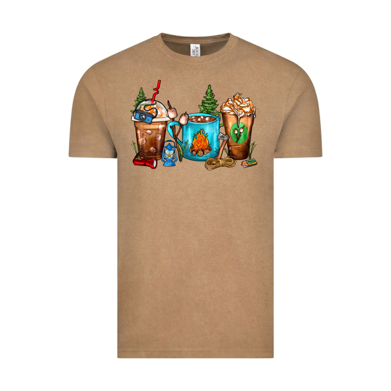 Camping Coffee Cups Vintage Tee by FaDigitalArtStudio | Teevron