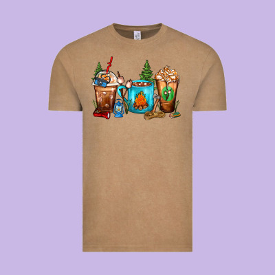 Camping Coffee Cups Vintage Tee Designed By Fadigitalartstudio
