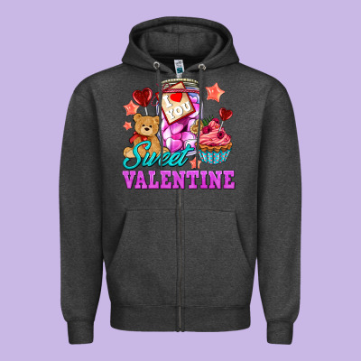 Sweet Valentine Zipper Hoodie Designed By Adodesignshop
