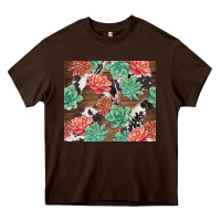 Chocolate Brown succulents and cowhide Heavy Core Tee - TumblerDesignByShophia