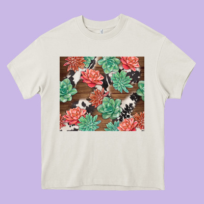 Succulents And Cowhide Heavy Core Tee Designed By Tumblerdesignbyshophia