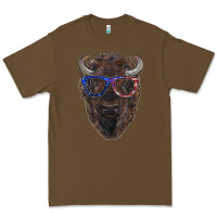 Cacao bison with american flag glasses Premium Tee - RanaPortraitStore