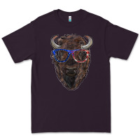Plum bison with american flag glasses Premium Tee - RanaPortraitStore