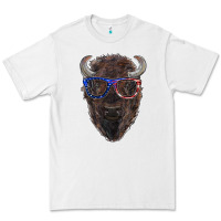 White bison with american flag glasses Premium Tee - RanaPortraitStore
