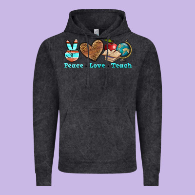 Peace Love Teach Vintage Hoodie Designed By Bundleandbundleshop
