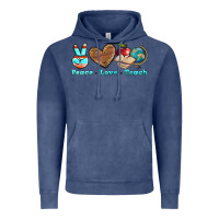 Vintage Denim peace love teach Vintage Hoodie - BundleAndBundleShop